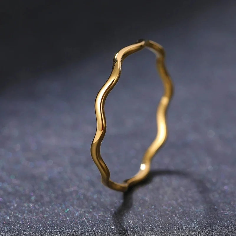 Minimalist Sea Wave Rings Light Luxury Elegant Fashion Couple Rings For Women Jewelry Wedding Trendy Gifts
