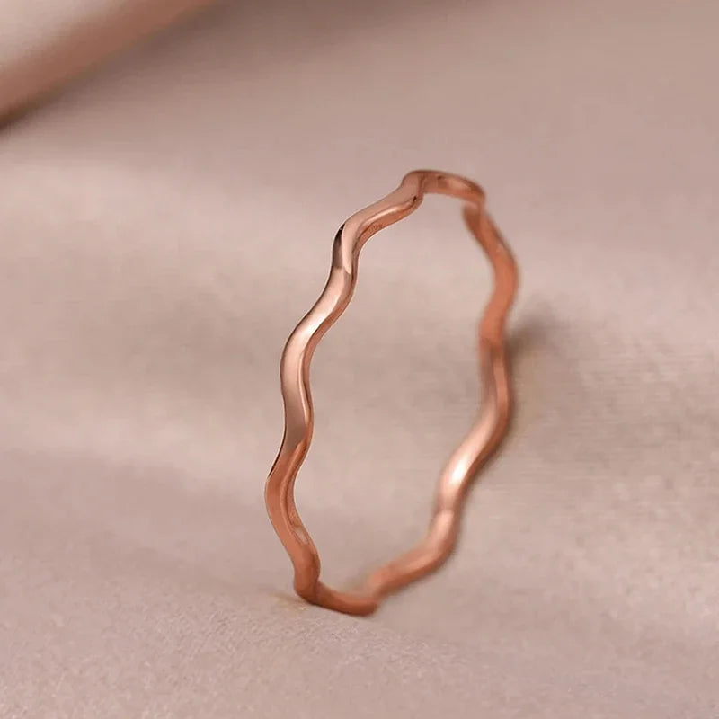 Minimalist Sea Wave Rings Light Luxury Elegant Fashion Couple Rings For Women Jewelry Wedding Trendy Gifts
