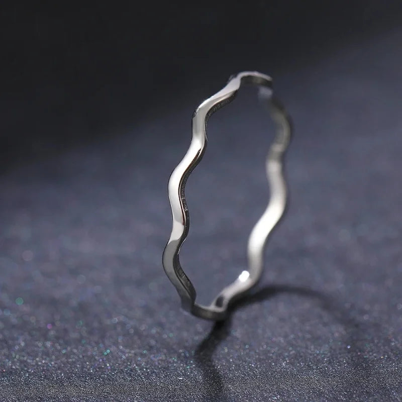 Minimalist Sea Wave Rings Light Luxury Elegant Fashion Couple Rings For Women Jewelry Wedding Trendy Gifts