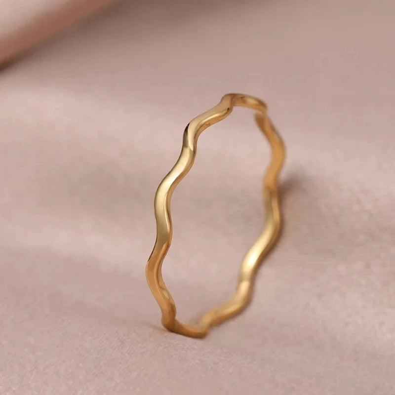 Minimalist Sea Wave Rings Light Luxury Elegant Fashion Couple Rings For Women Jewelry Wedding Trendy Gifts