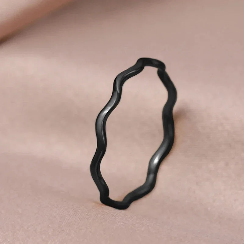 Minimalist Sea Wave Rings Light Luxury Elegant Fashion Couple Rings For Women Jewelry Wedding Trendy Gifts